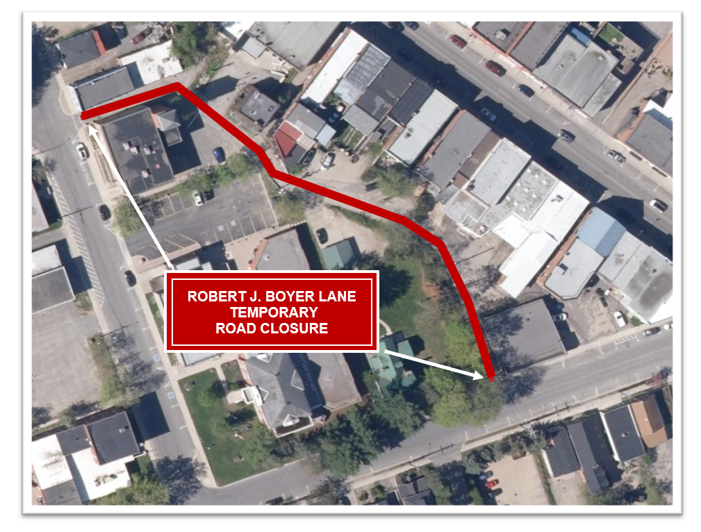 Temporary Road Closure Map - Robert J. Boyer Lane